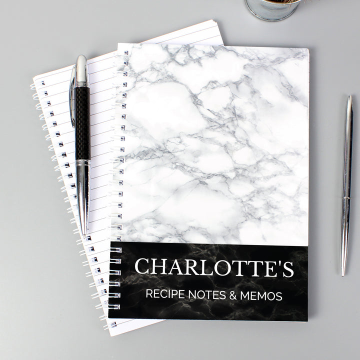 Buy Personalised Marble Effect A5 Notebook at www.giftsfinder.co.uk