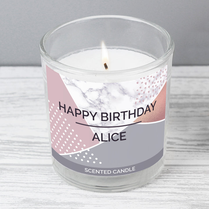 Buy Personalised Geometric Scented Jar Candle at www.giftsfinder.co.uk