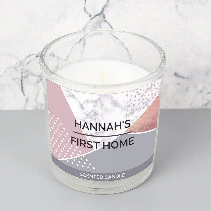 Buy Personalised Geometric Scented Jar Candle at www.giftsfinder.co.uk