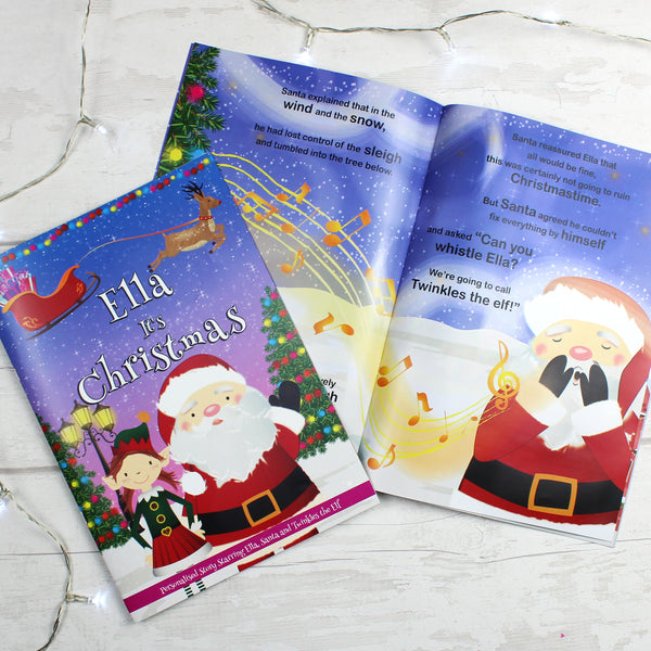 Personalised Girls "It's Christmas" Story Book, Featuring Santa And His Elf Twinkles - part of the Personalised Childrens Christmas Books collection