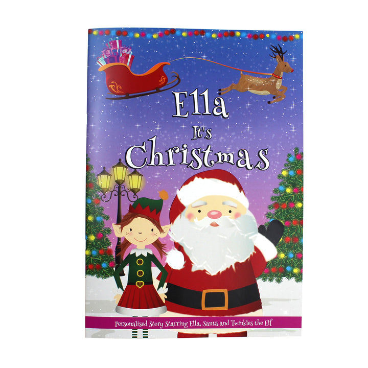 Buy Personalised Girls "It's Christmas" Story Book, Featuring Santa and his Elf Twinkles at www.giftsfinder.co.uk