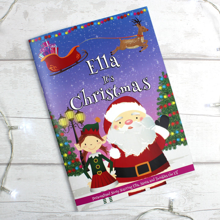 Buy Personalised Girls "It's Christmas" Story Book, Featuring Santa and his Elf Twinkles at www.giftsfinder.co.uk