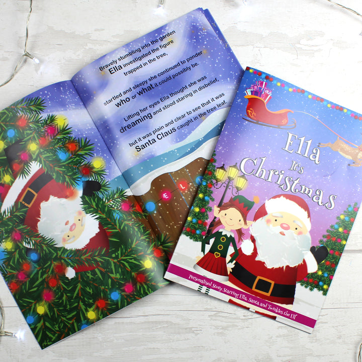 Buy Personalised Girls "It's Christmas" Story Book, Featuring Santa and his Elf Twinkles at www.giftsfinder.co.uk