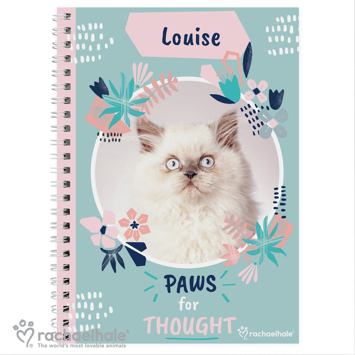 Buy Personalised Rachael Hale 'Paws for Thought' Cat A5 Notebook at www.giftsfinder.co.uk