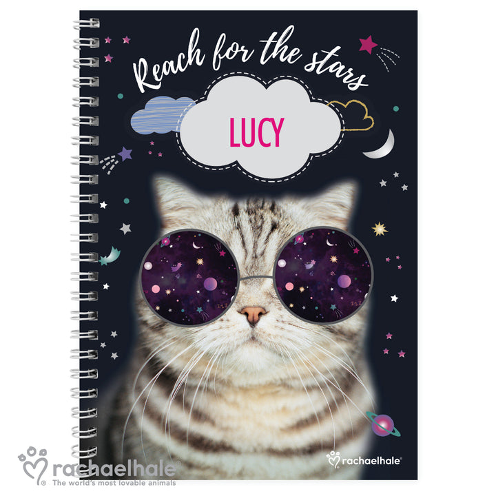 Buy Personalised Rachael Hale Space Cat A5 Notebook at www.giftsfinder.co.uk