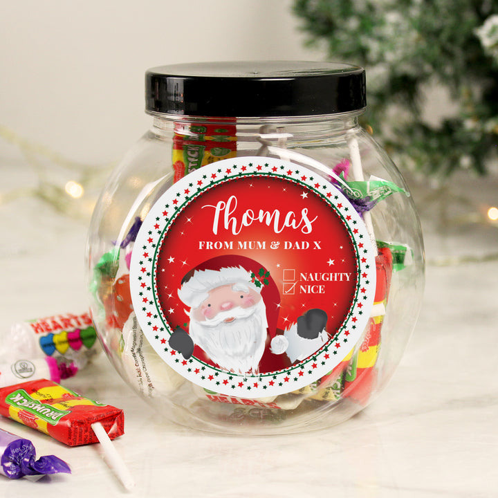 Personalised Santa 'Nice List' Sweet Jar - part of the Gifts Finder Personalised Sweet Jars collection