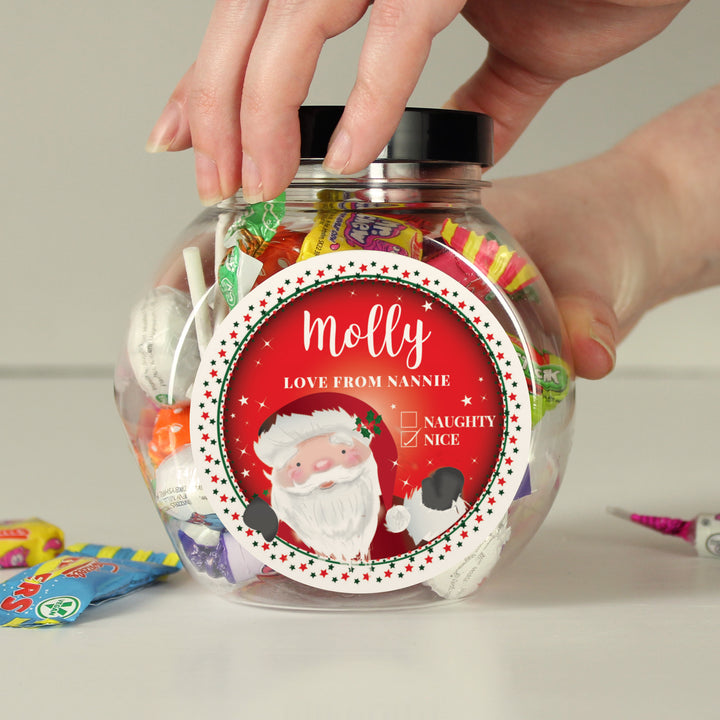 Personalised Santa 'Nice List' Sweet Jar - part of the Gifts Finder Personalised Sweet Jars collection