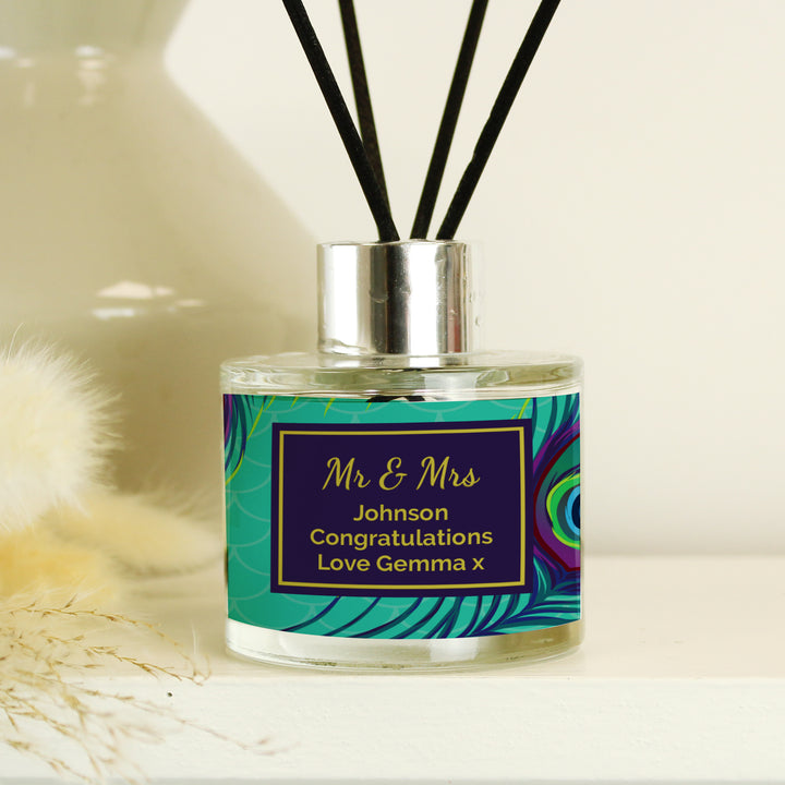 Personalised Peacock Reed Diffuser - part of the Gifts Finder Personalised Diffusers collection