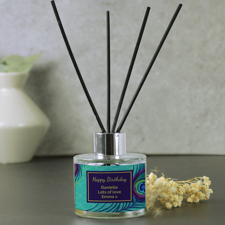 Personalised Peacock Reed Diffuser - part of the Gifts Finder Personalised Diffusers collection