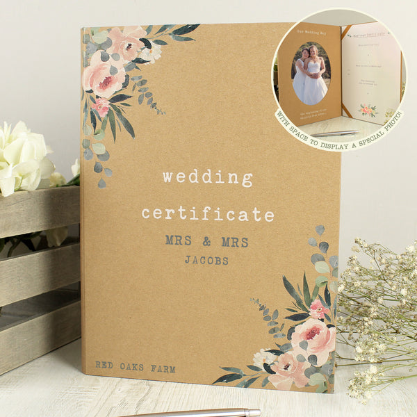 Personalised Wedding Certificate Display Book in gift category Personalised Wedding Gifts