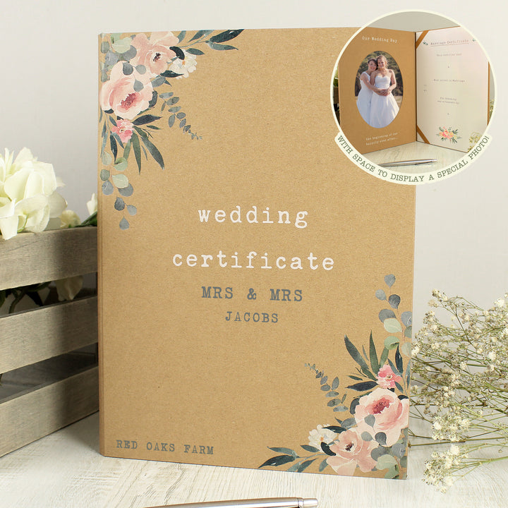 Personalised Wedding Certificate Display Book - part of the Gifts Finder Personalised Wedding Gifts collection