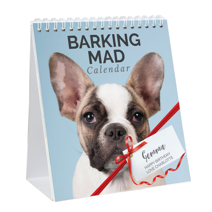 Buy Personalised Barking Mad Dog Desk Calendar available now at www.giftsfinder.co.uk