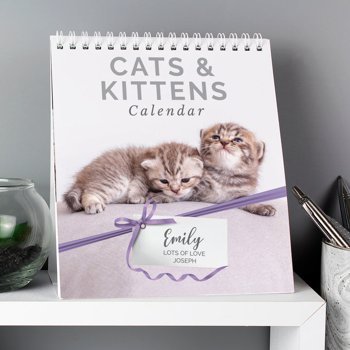 Buy Personalised Cats and Kittens Desk Calendar available now at www.giftsfinder.co.uk