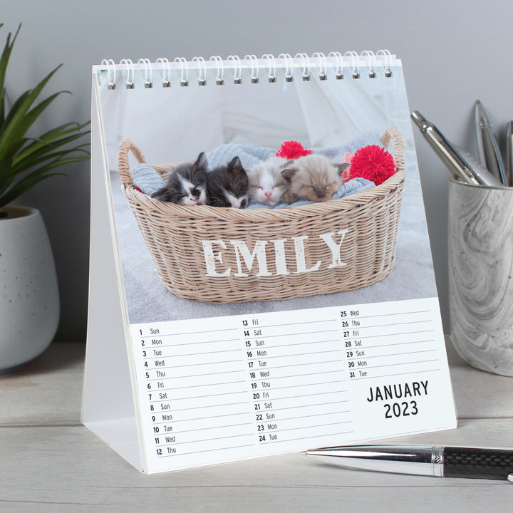 Buy Personalised Cats and Kittens Desk Calendar available now at www.giftsfinder.co.uk