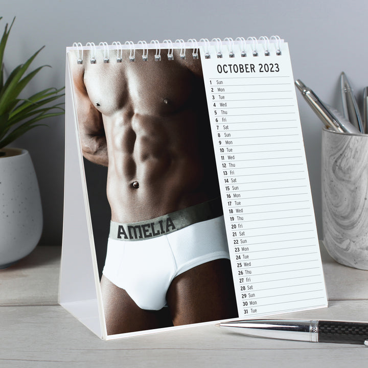 Buy Personalised Hot Hunks Desk Calendar available now at www.giftsfinder.co.uk