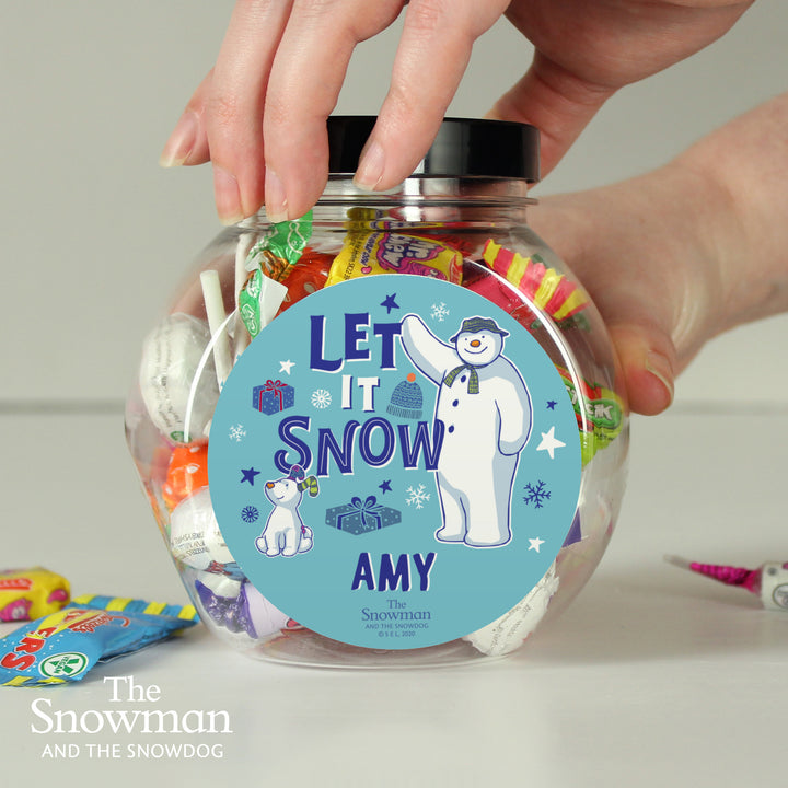 Buy Personalised The Snowman and the Snowdog Sweet Jar at www.giftsfinder.co.uk