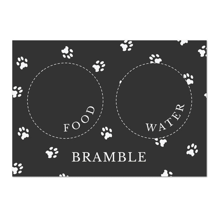 Buy Personalised Black Pet Bowl Mat available now at www.giftsfinder.co.uk