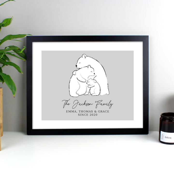 Buy Personalised Polar Bear Family Black Framed Print at www.giftsfinder.co.uk