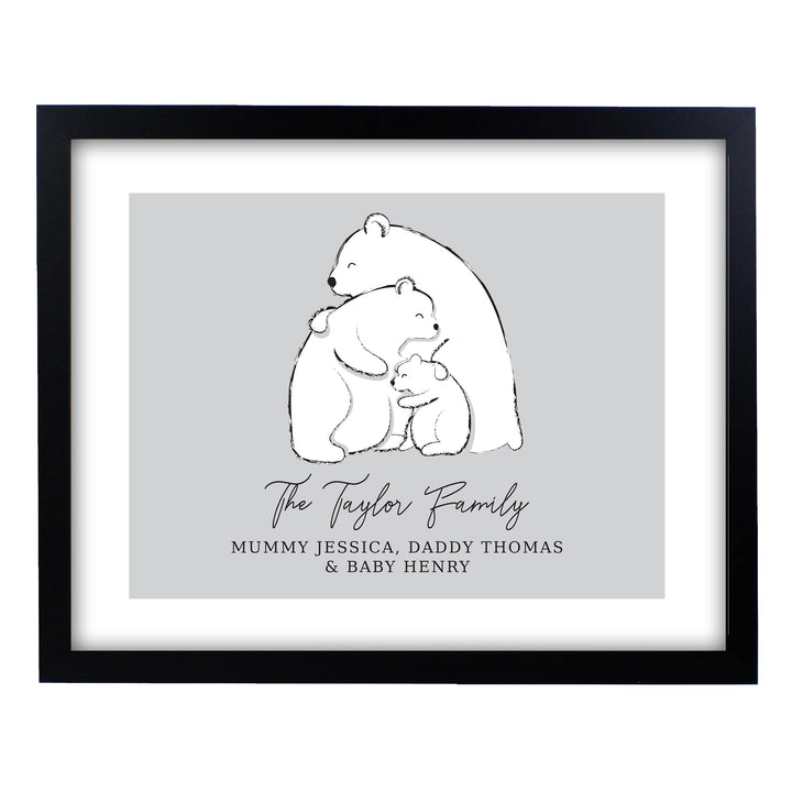 Buy Personalised Polar Bear Family Black Framed Print at www.giftsfinder.co.uk