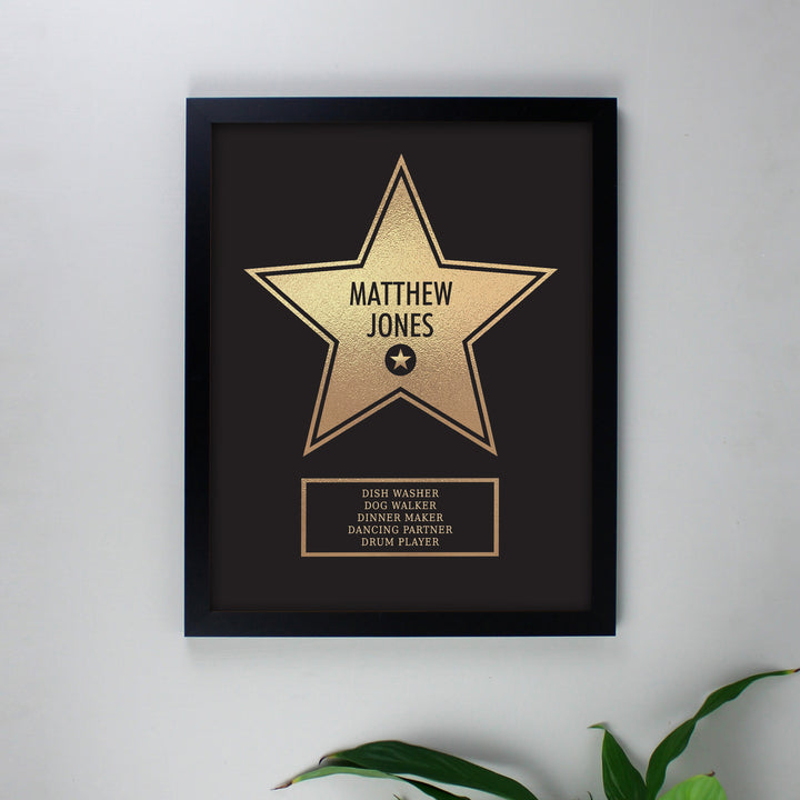 Buy Personalised Walk of Fame Star Award Black Framed Print at www.giftsfinder.co.uk