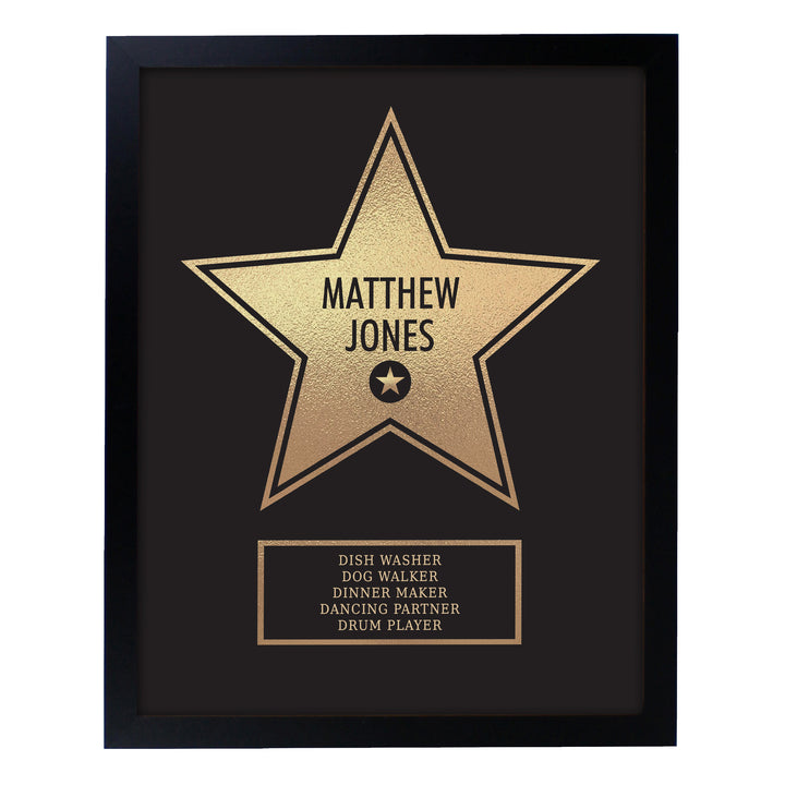 Personalised Walk Of Fame Star Award Black Framed Print