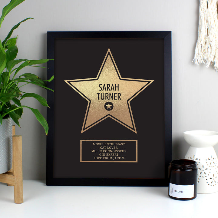 Personalised Walk Of Fame Star Award Black Framed Print