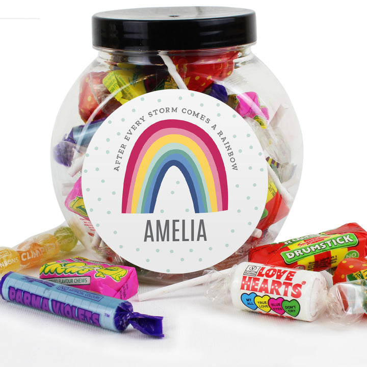 Buy Personalised Rainbow Sweet Jar at www.giftsfinder.co.uk