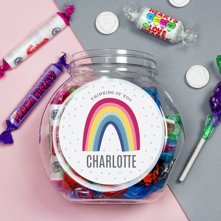 Buy Personalised Rainbow Sweet Jar at www.giftsfinder.co.uk