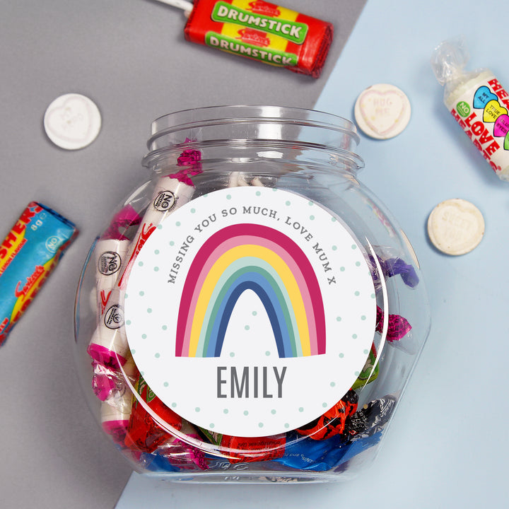 Buy Personalised Rainbow Sweet Jar at www.giftsfinder.co.uk