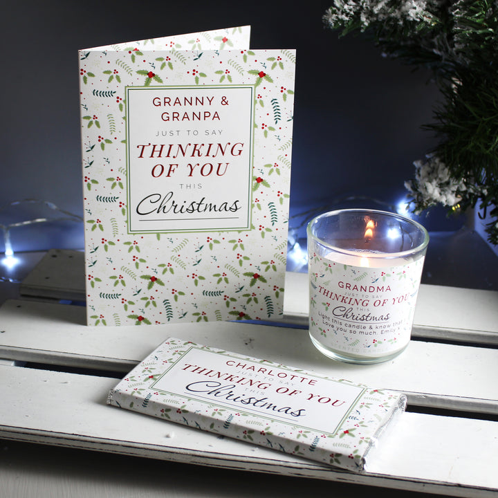 Buy Personalised Thinking of You Christmas Scented Jar Candle at www.giftsfinder.co.uk