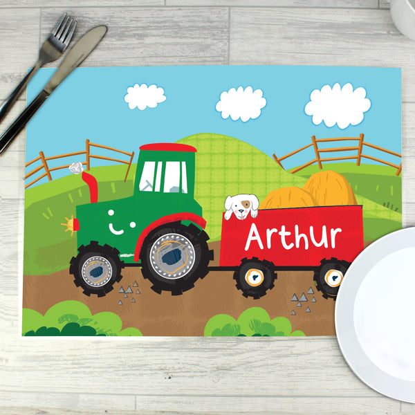 Buy Personalised Tractor Placemat at www.giftsfinder.co.uk