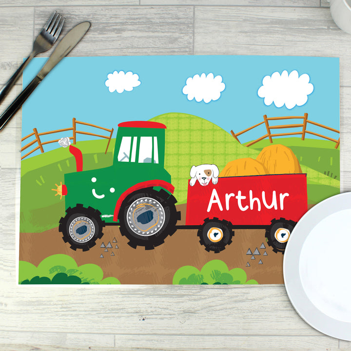 Buy Personalised Tractor Placemat at www.giftsfinder.co.uk