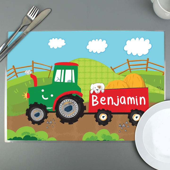 Buy Personalised Tractor Placemat at www.giftsfinder.co.uk