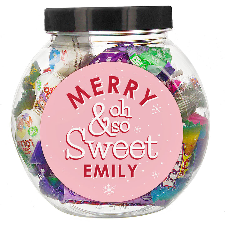 Buy Personalised Merry & Oh So Sweet Jar at www.giftsfinder.co.uk