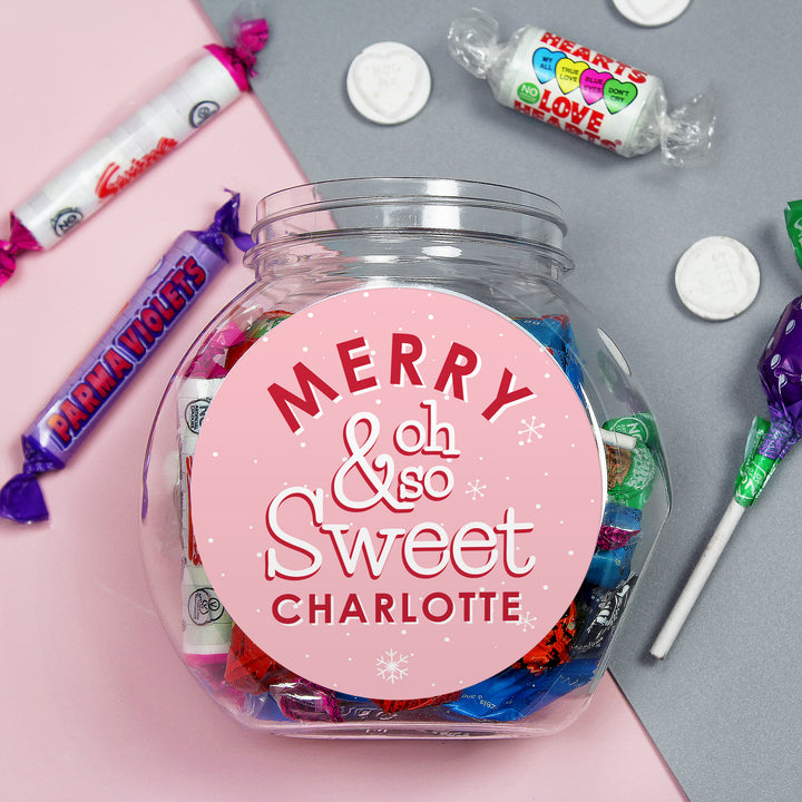 Buy Personalised Merry & Oh So Sweet Jar at www.giftsfinder.co.uk