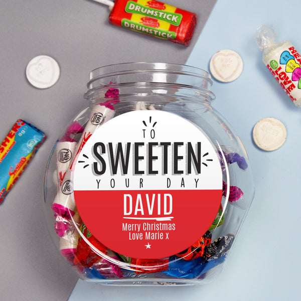 Buy Personalised To Sweeten Your Day Sweet Jar at www.giftsfinder.co.uk