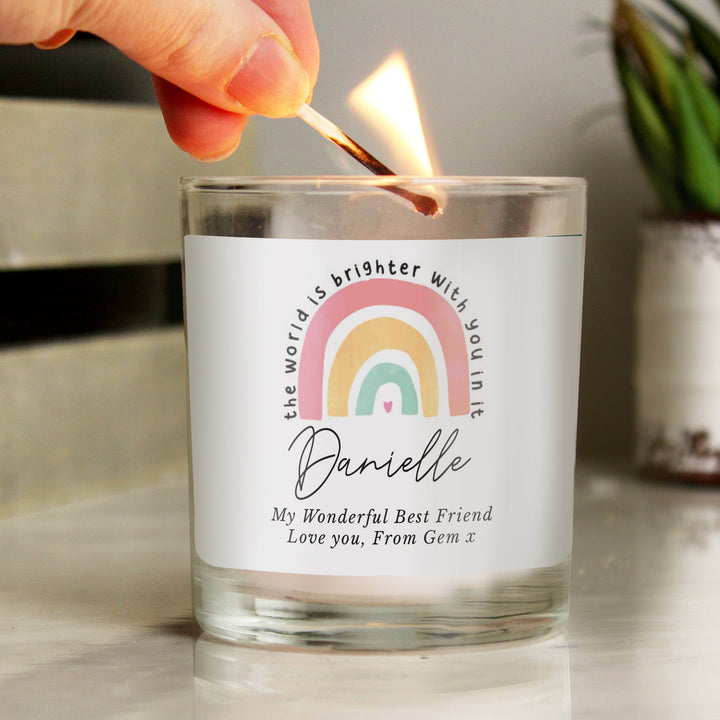 Personalised You Make The World Brighter Rainbow Scented Jar Candle - part of the Gifts Finder Personalised Jar Candles collection