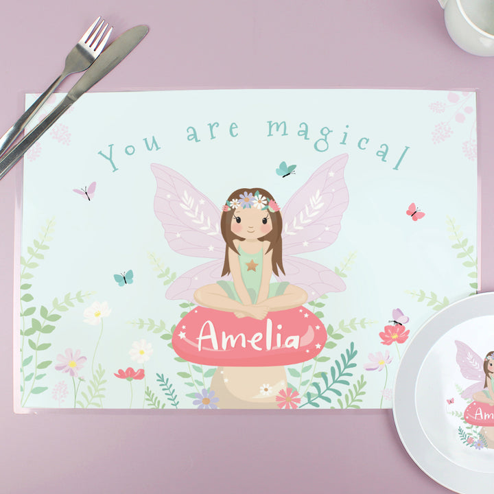 Personalised Toadstool Fairy Placemat in gift category Personalised Children's Placemats