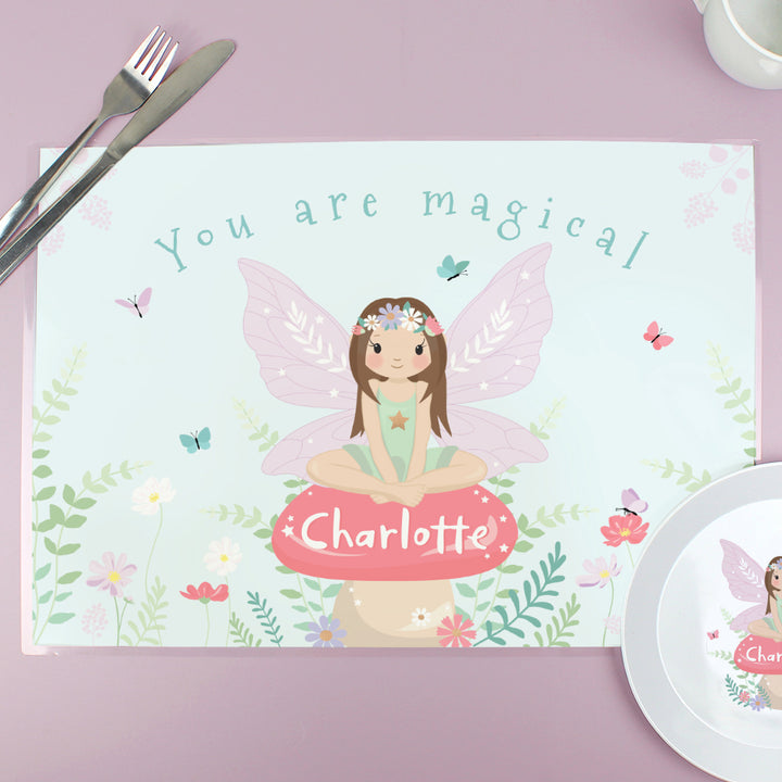 Personalised Toadstool Fairy Placemat in gift category Personalised Children's Placemats