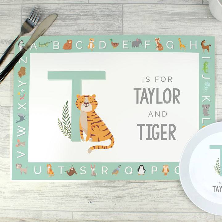 Buy Personalised Animal Alphabet Placemat available now at www.giftsfinder.co.uk