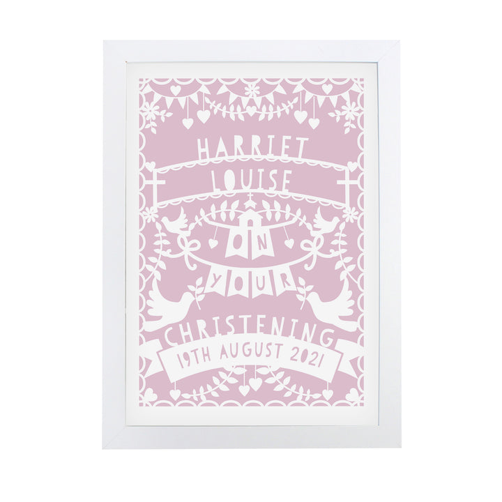 Buy Personalised Pink Papercut Style A4 White Framed Print at www.giftsfinder.co.uk