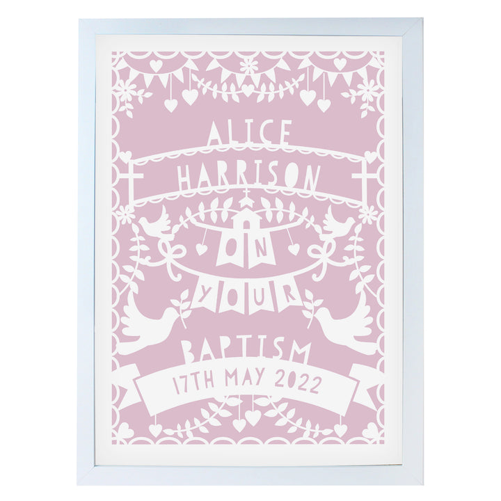 Buy Personalised Pink Papercut Style A3 White Framed Print at www.giftsfinder.co.uk