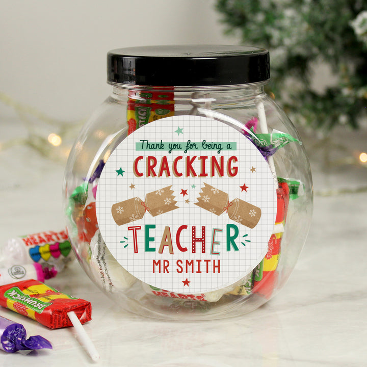 Buy Personalised Cracking Teacher Sweet Jar available now at www.giftsfinder.co.uk