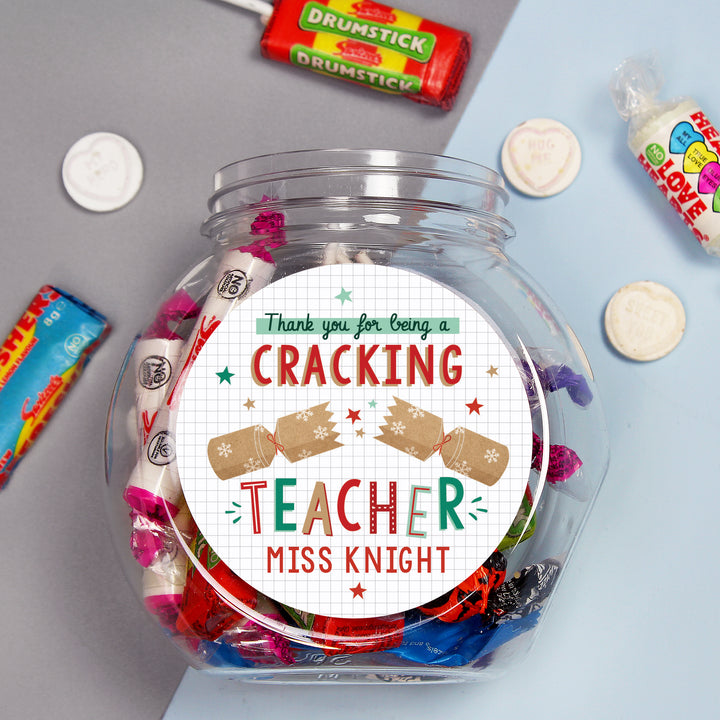 Buy Personalised Cracking Teacher Sweet Jar available now at www.giftsfinder.co.uk