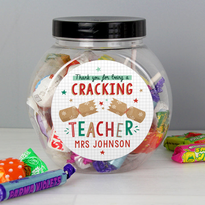 Buy Personalised Cracking Teacher Sweet Jar available now at www.giftsfinder.co.uk