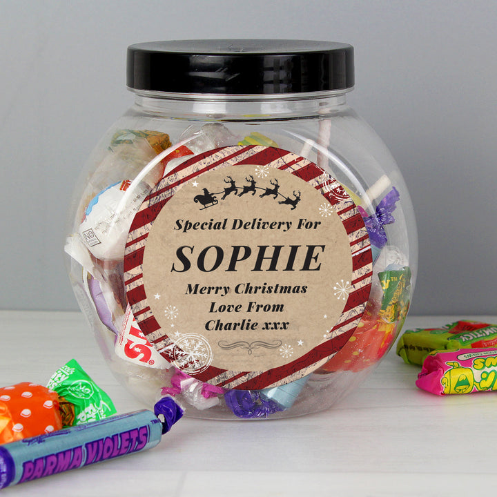 Personalised Special Delivery Sweet Jar in gift category Personalised Sweet Jars