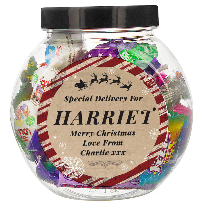 Personalised Special Delivery Sweet Jar in gift category Personalised Sweet Jars