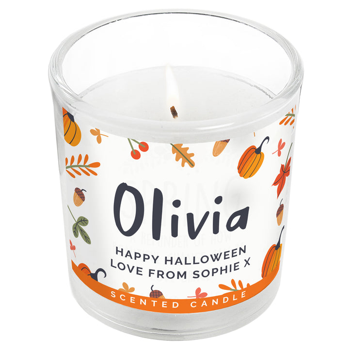 Buy Personalised Pumpkin Scented Jar Candle at www.giftsfinder.co.uk