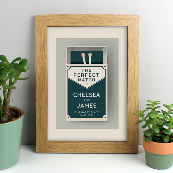 Personalised The Perfect Match A4 Oak Framed Print in gift category Personalised Framed Prints