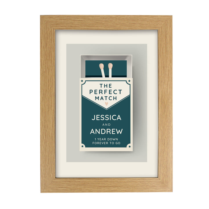 Personalised The Perfect Match A4 Oak Framed Print in gift category Personalised Framed Prints